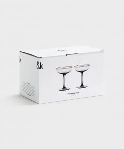 &klevering Set Of 2 Smoked Champagne Coupes