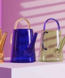 &klevering Glass Watering Can Blue And Yellow