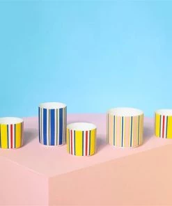 &klevering Tealight Holder Summer Stripes Blue