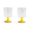 &klevering Set Of Two Yellow Stemmed Swirl Glasses