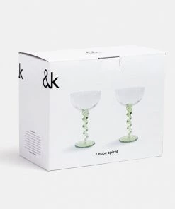&klevering Set Of 2 Green Spiral Coupe Glasses