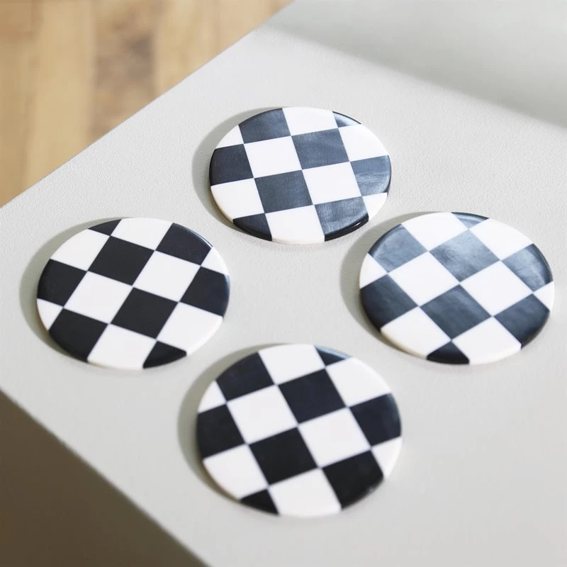 &klevering Check Coasters in Black (Set of 4) &klevering Check Coasters in Black (Set of 4)
