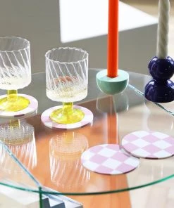 &klevering Set Of 4 Pink Check Coasters