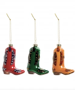 &klevering Set of 3 Glass Christmas Ornaments - Boots