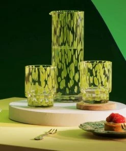 &klevering Set Of Four Green Tortoise Glass Tumblers