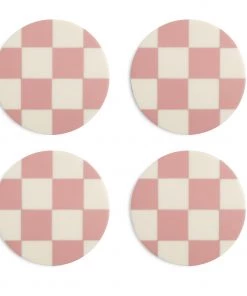 &klevering Set Of 4 Pink Check Coasters
