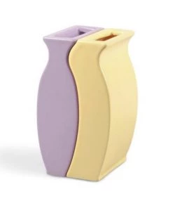 &klevering Wavey Lilac And Yellow Vase Set Of 2