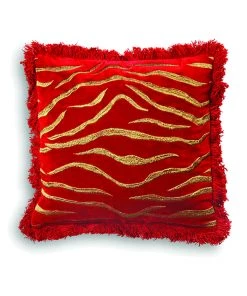 &klevering Square Tiger Cushion - Red