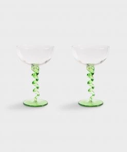 &klevering Set of 2 Green Spiral Coupes