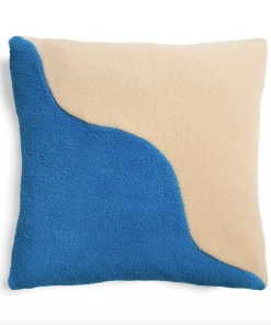 &klevering Cream and Blue Wavy Square Cushion (40 x 40cm)