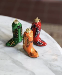 &klevering Set of 3 Glass Christmas Ornaments - Boots