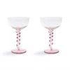 &klevering Set of Two Pink Spiral Stem Wine Glasses
