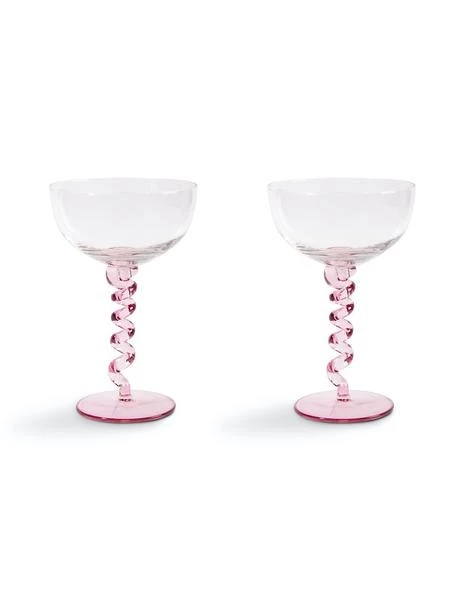 &klevering Set of Two Pink Spiral Stem Wine Glasses &klevering Set of Two Pink Spiral Stem Wine Glasses
