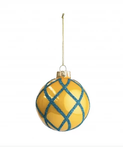 &klevering Set of 4 Criss Cross Glass Christmas Baubles