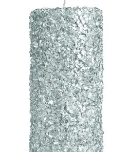 &klevering Large Glitter Pillar Candle Silver