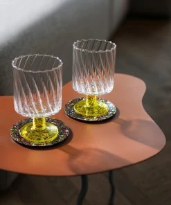 &klevering Twirl Yellow Glass - Set of 2