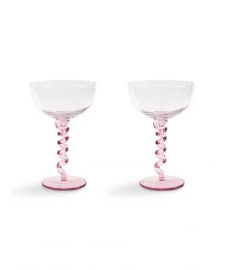 &klevering Spiral Pink Cocktail Glass - Set of 2