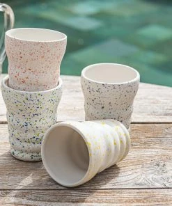 &klevering Set of 4 Splash Designed Dolomite Tumblers