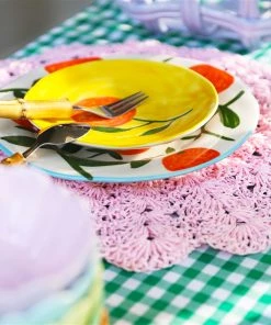 &klevering Set of 4 Large Orange Twig Plate