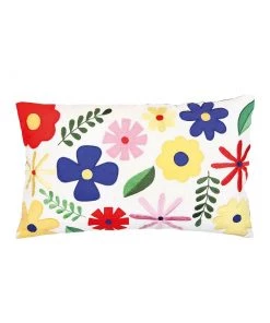 &klevering 30x50cm Cotton Embroided Flower Cushion