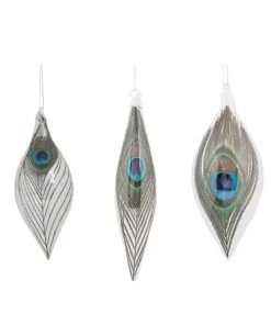 &klevering Christmas Hanging Set 3 Peacock Ornament