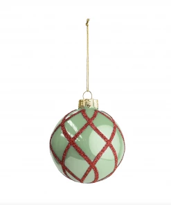 &klevering Set of 4 Criss Cross Glass Christmas Baubles