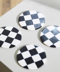 &klevering Set Of 4 Black Check Coasters