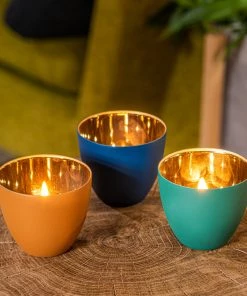 &klevering Porcelain Gold Lined Votive Candle Holder