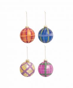 &klevering Set of 4 Checked Glass Baubles