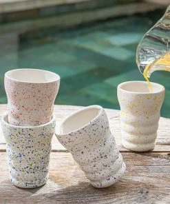 &klevering Set of 4 Splash Designed Dolomite Tumblers