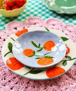 &klevering Set of 4 Large Orange Twig Plate