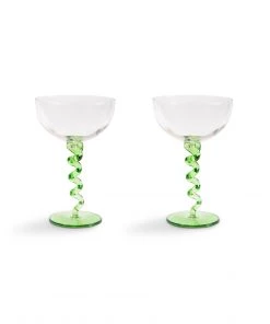 &klevering Spiral Green Cocktail Glass - Set of 2