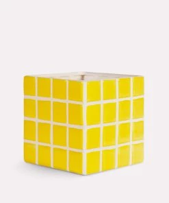&klevering Ceramic Plant Pot Tile Yellow 14cm