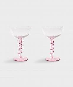 &klevering Spiral Pink Cocktail Glass - Set of 2