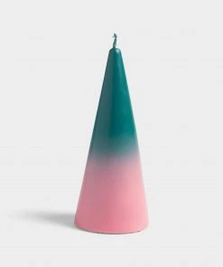 &klevering Fade Cone Candle Small - Teal + Pink