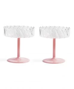 &klevering Set of 2 Glasses Coupe Twirl Pink