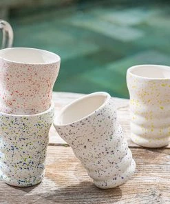 &klevering Set of 4 Splash Designed Dolomite Tumblers