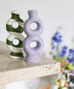 &klevering Loop Lilac Stoneware Candleholder