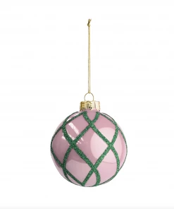 &klevering Set of 4 Criss Cross Glass Christmas Baubles