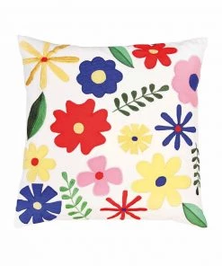 &klevering 40x40cm Cotton Embroided Flower Cushion