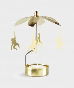 &klevering Small Gold Monkey Go Round Candle Holder