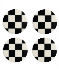 &klevering Check Coasters in Black (Set of 4)
