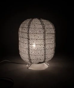 &klevering White Fabric Lamp with Black Dots