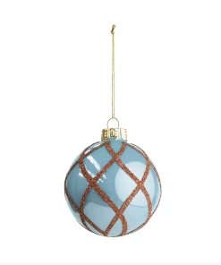 &klevering Set of 4 Criss Cross Glass Christmas Baubles