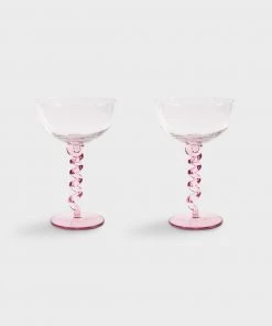 &klevering Set of 2 Pink Spiral Coupes