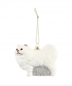 &klevering Glass Christmas Ornaments - White Cat