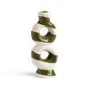 &klevering Loop Stripe Green Stoneware Candleholder