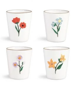&klevering Set of 4 Hand Painted Dolomite Flower Tumblers