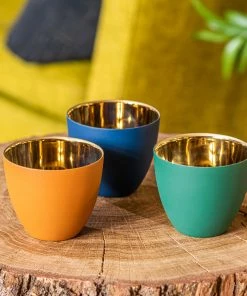 &klevering Porcelain Gold Lined Votive Candle Holder