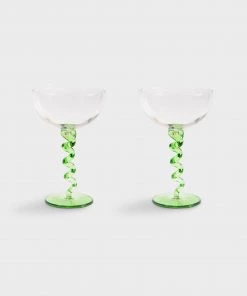 &klevering Spiral Green Cocktail Glass - Set of 2
